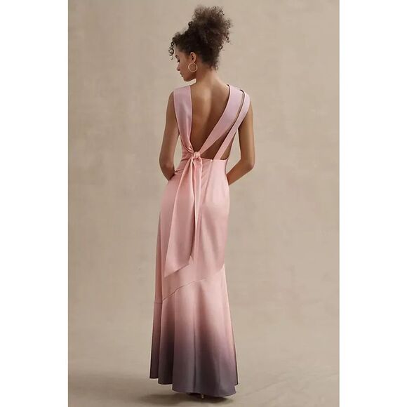 Significant Other Lana Cowl-Neck Tie-Back Satin Maxi Dress Size 8 - Picture 4 of 11